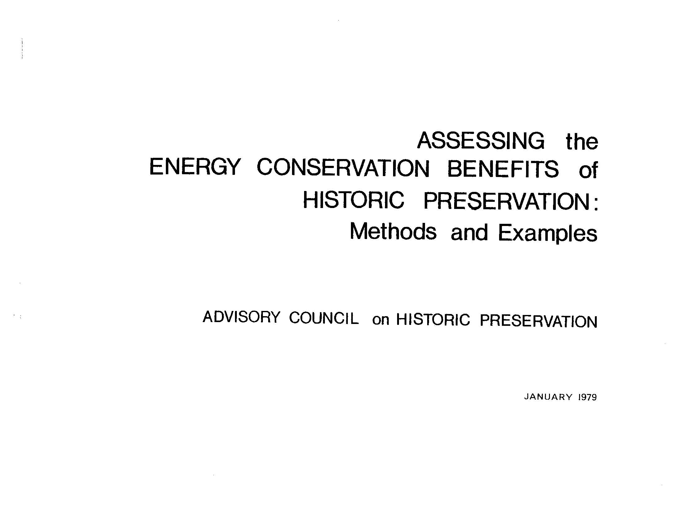1979 ACHP Energy Conservation and Historic Preservation